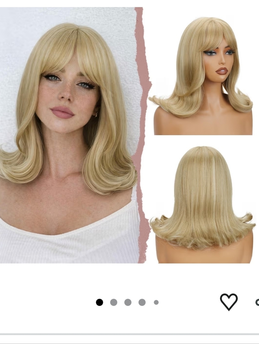 Dirty Blonde Wig with Bangs and Flipped Ends Short Layered Blonde Bob 14 Inch